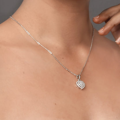 Chic Rhodium Locket Set with Heart-Shaped Pendant - Opal Touch