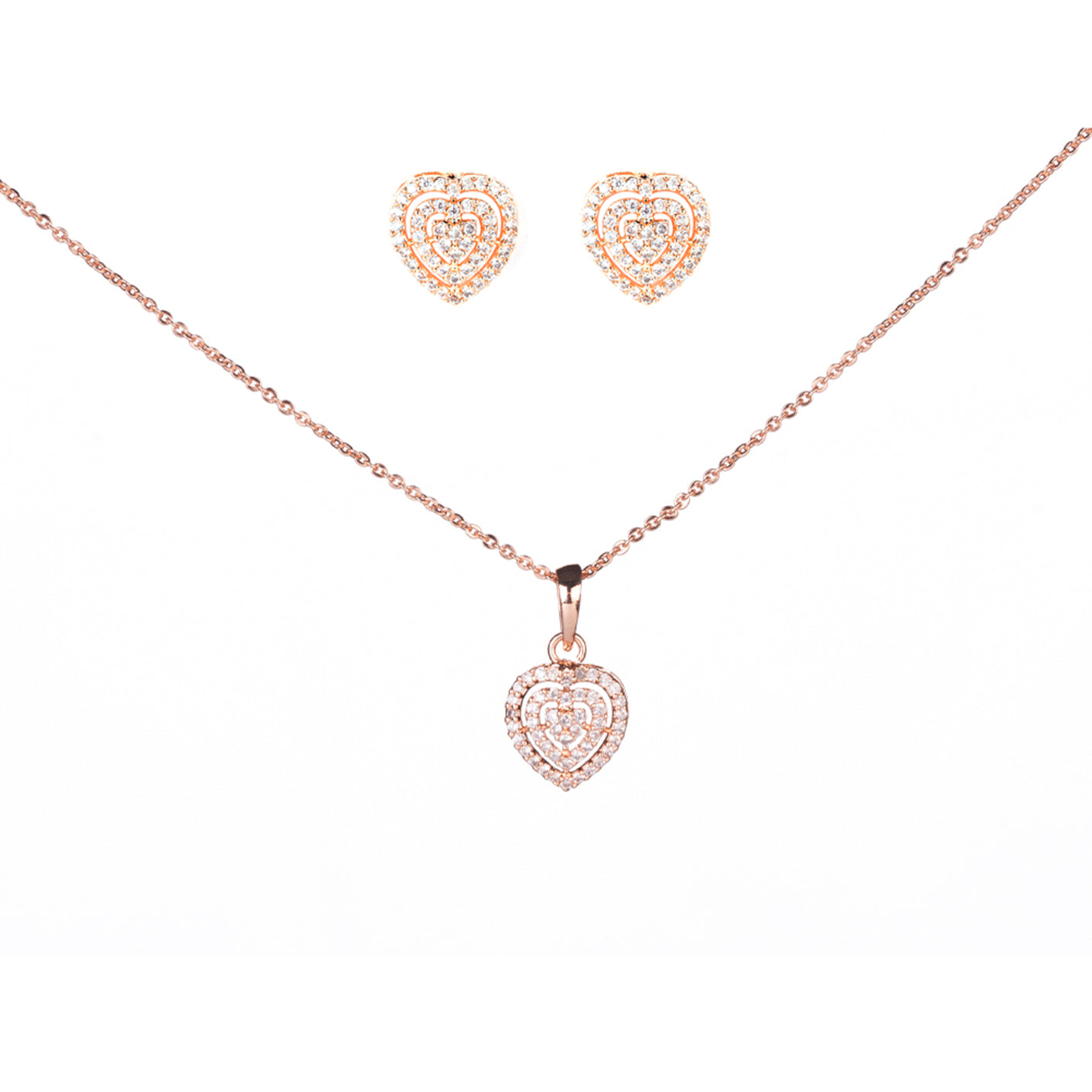 Chic Rose Gold Locket Set with Heart-Shaped Pendant - Opal Touch