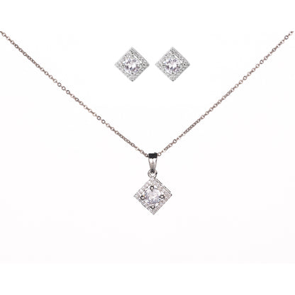 Elegant Rhodium Locket Set with Pearl Accent