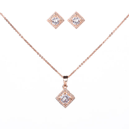 Delicate Rose Gold Locket Set with Diamante - Opal Touch