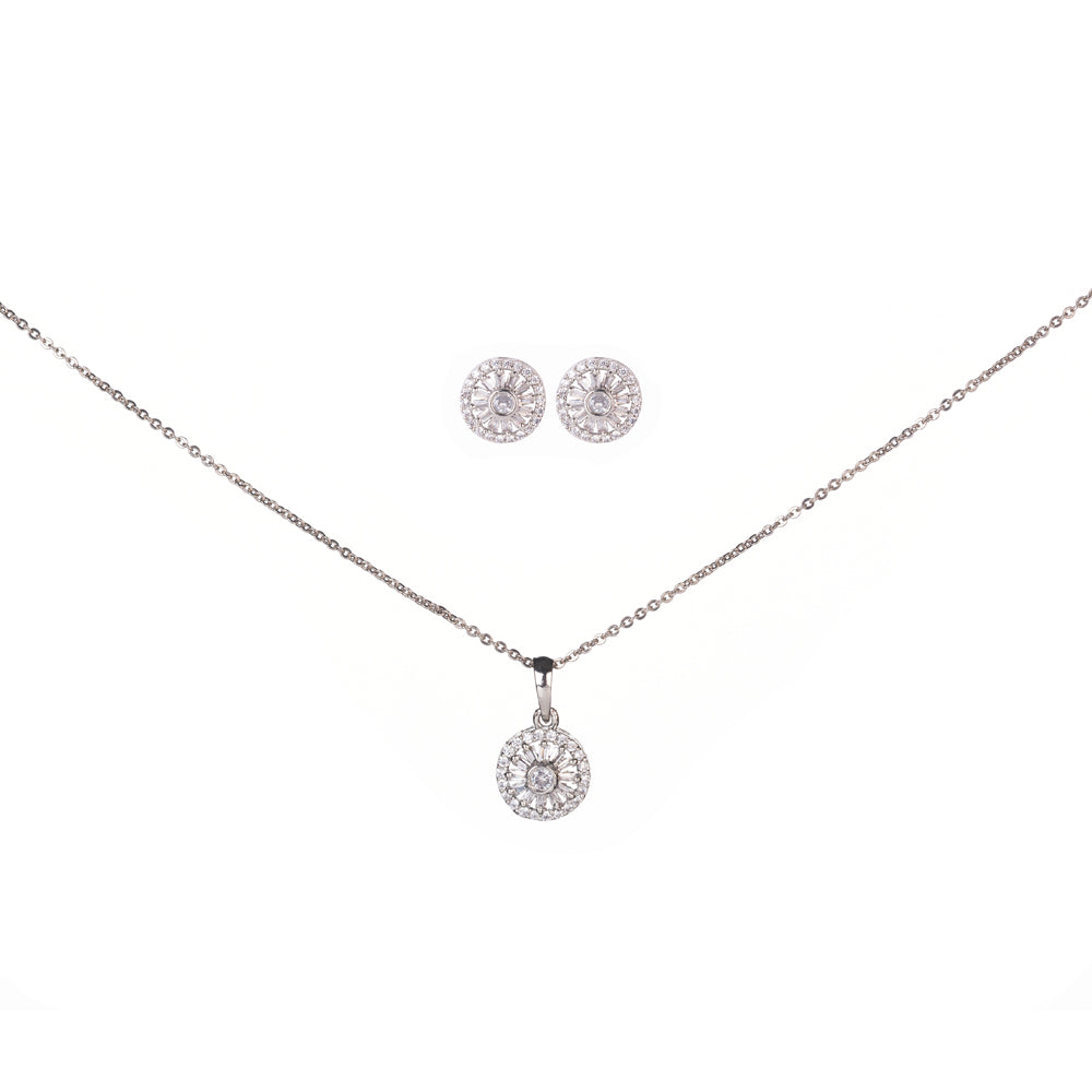 Modern White Locket Set with Geometric Design