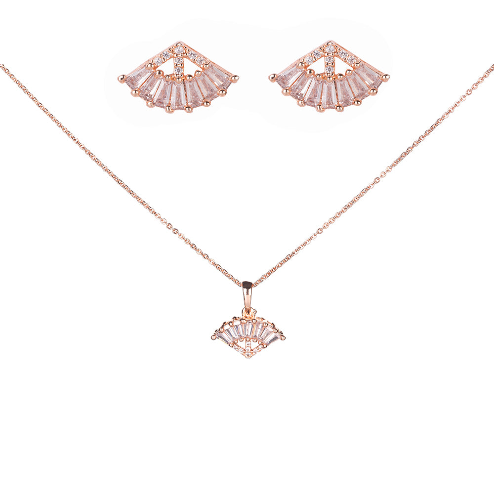 Glamorous Rose Gold Locket Set with Diamante Border - Opal Touch