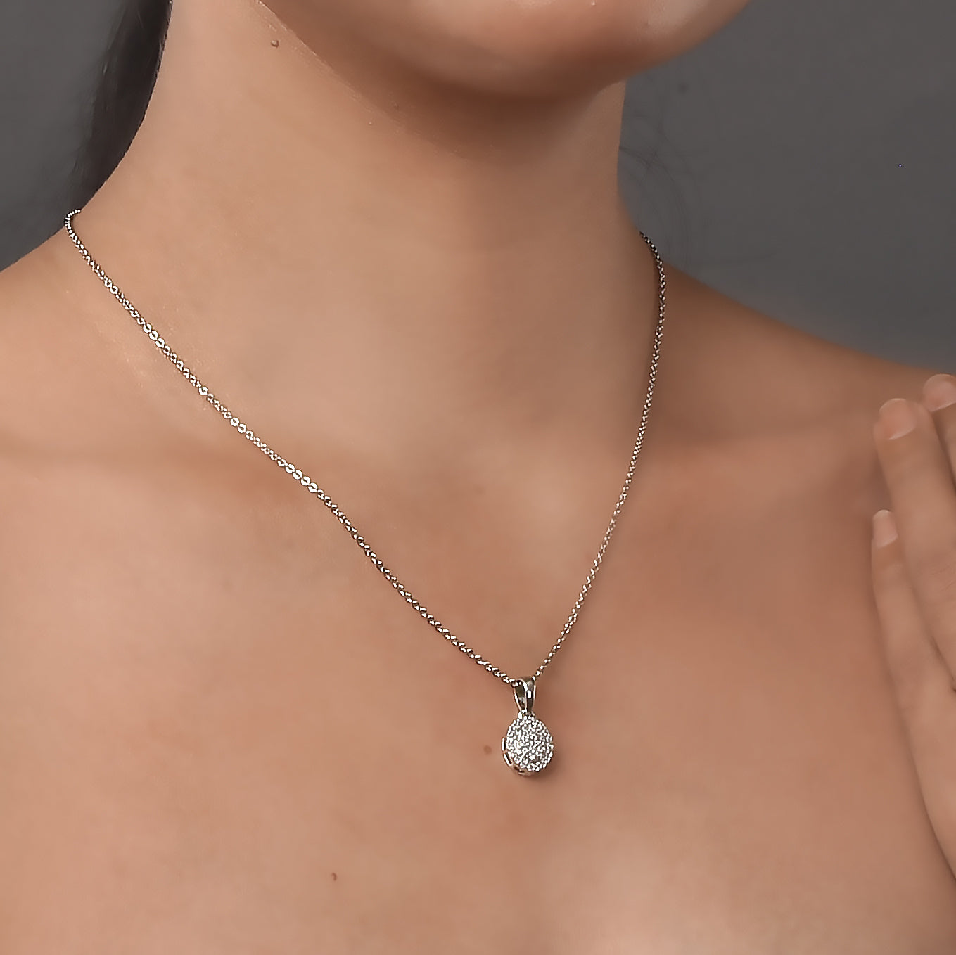 Subtle Rhodium Locket Set with Filigree Detailing - Opal Touch