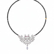 Embellished Rhodium Plated Twin Peacock Mangalsutra