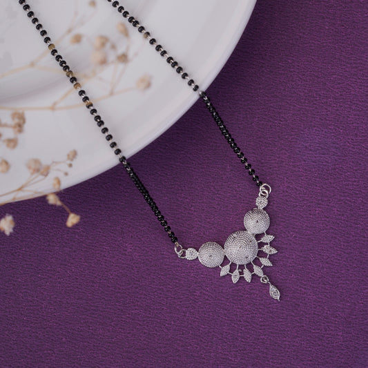 Intricate White Rhodoum Mangalsutra