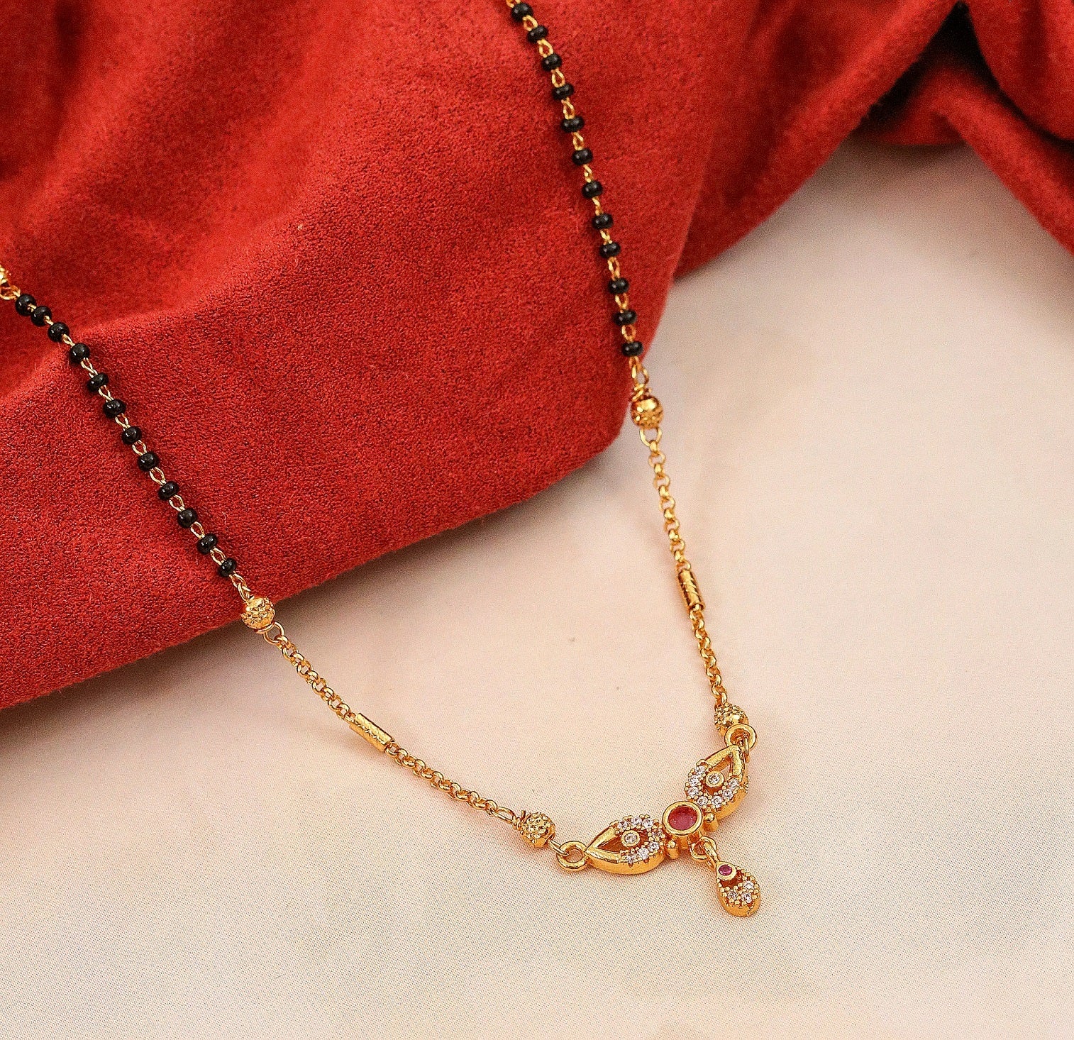 Leaf Motif Gold Plated Mangalsutra