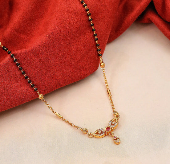 Leaf Motif Gold Plated Mangalsutra
