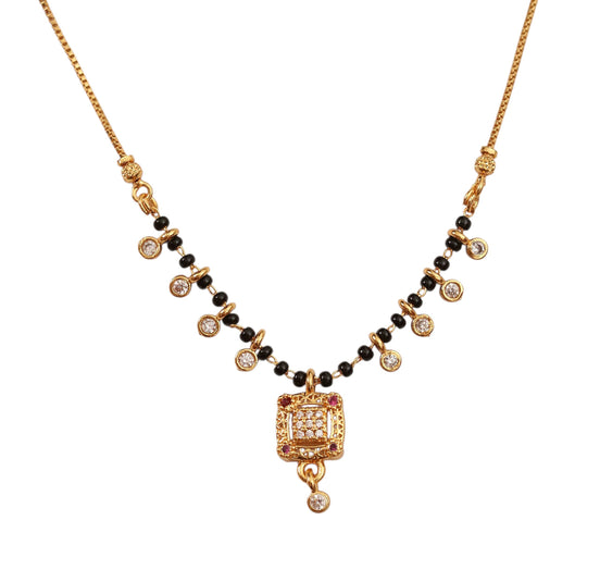 Traditional Square Beaded Gold Plated Mangalsutra