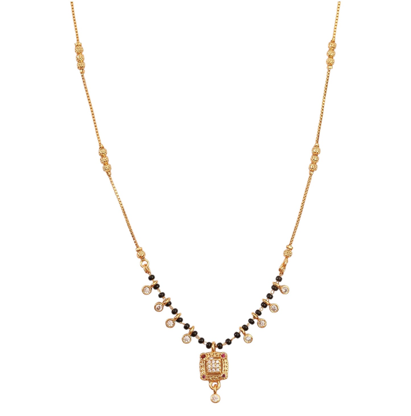 Traditional Square Beaded Gold Plated Mangalsutra
