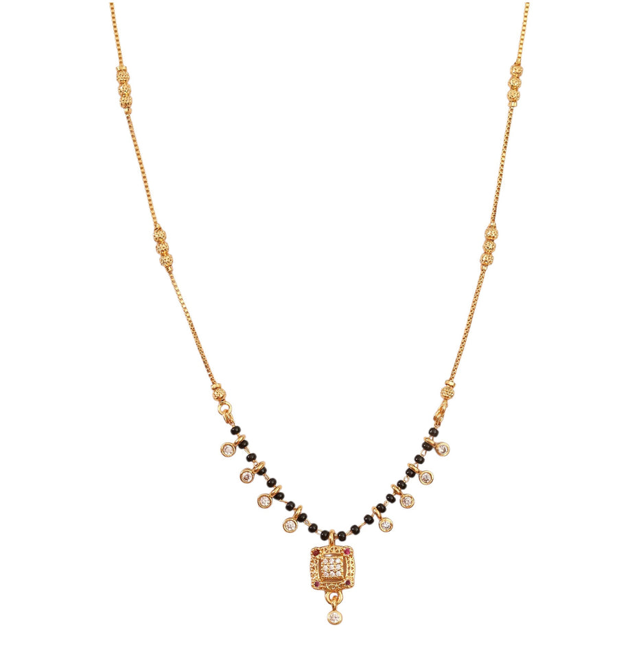 Traditional Square Beaded Gold Plated Mangalsutra