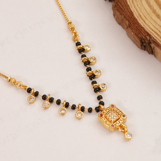 Traditional Square Beaded Gold Plated Mangalsutra