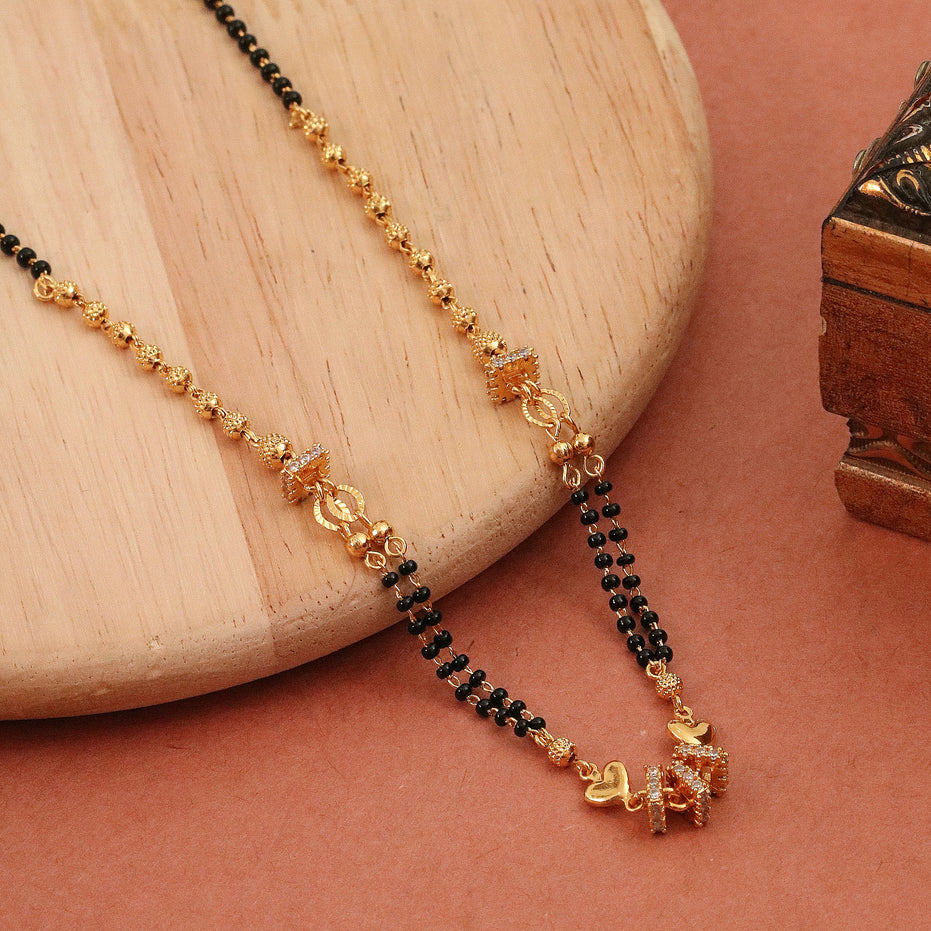 Heart Double Pendant Gold Plated Mangalsutra
