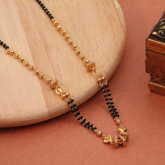 Heart Double Pendant Gold Plated Mangalsutra