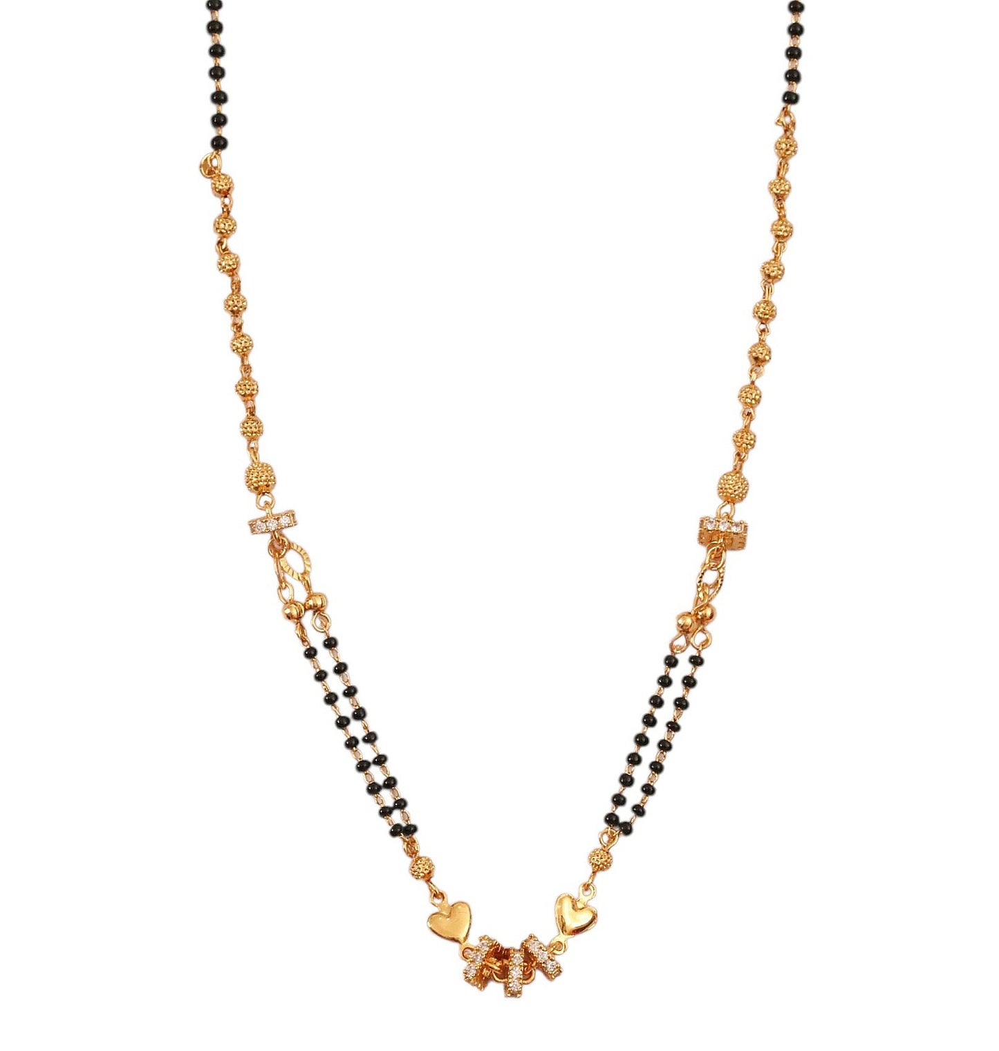 Heart Double Pendant Gold Plated Mangalsutra