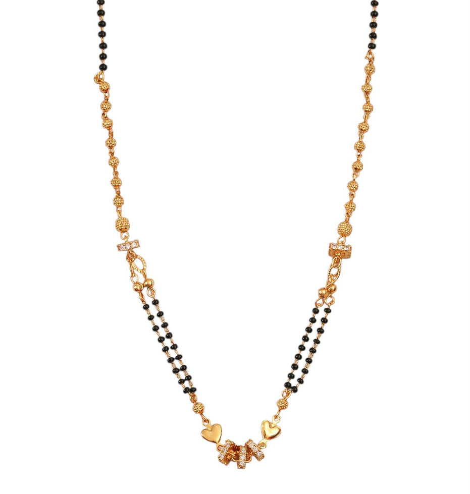 Heart Double Pendant Gold Plated Mangalsutra