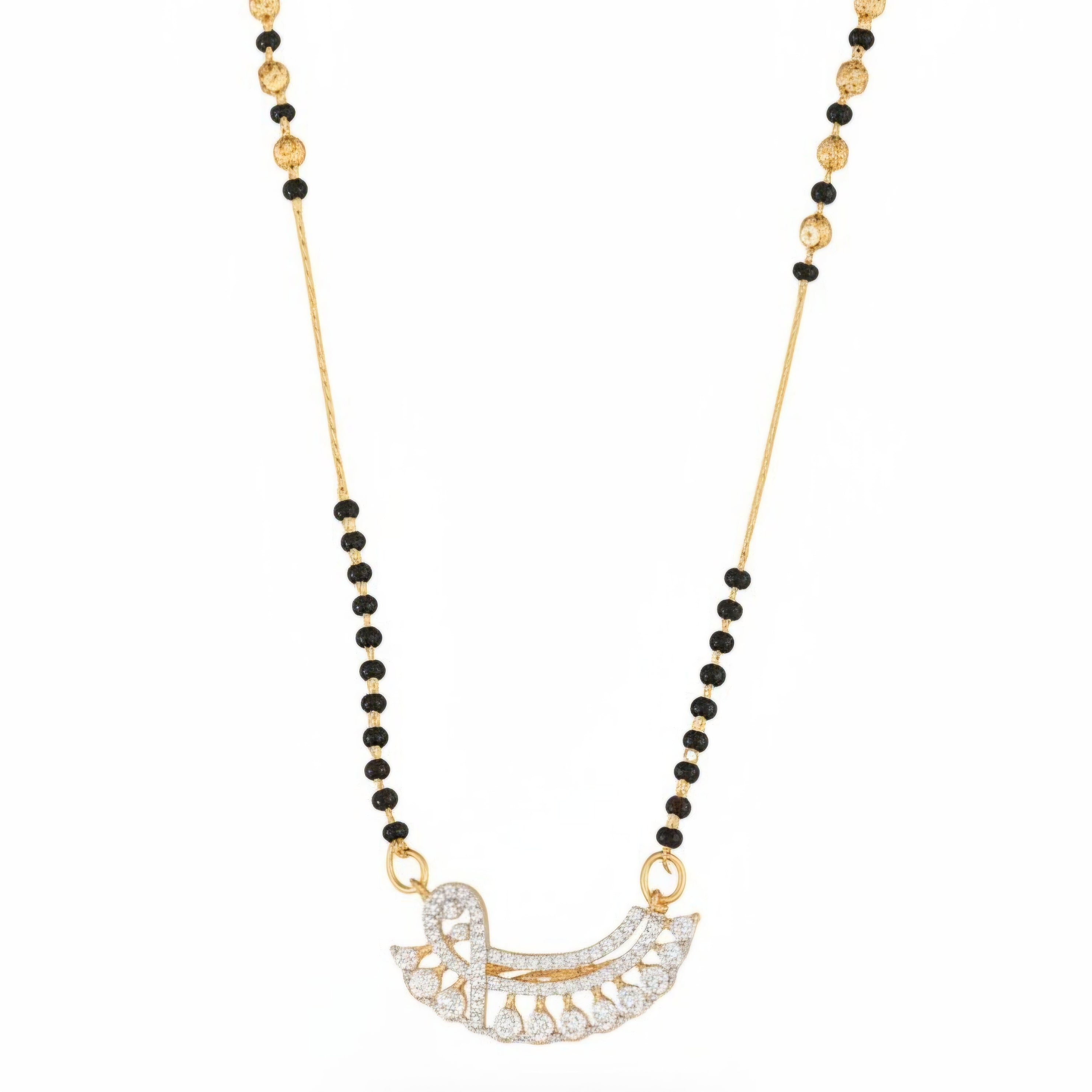 Cultural Elegance Curved Stone Gold Plated Mangalsutra