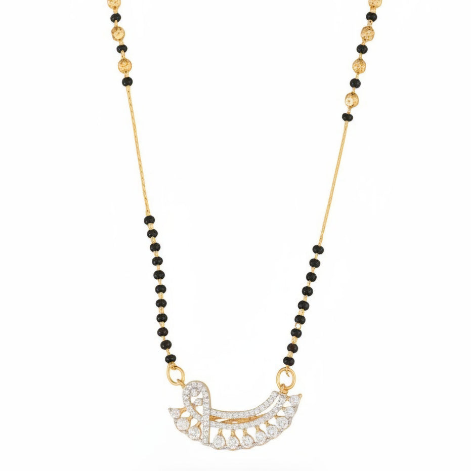 Cultural Elegance Curved Stone Gold Plated Mangalsutra
