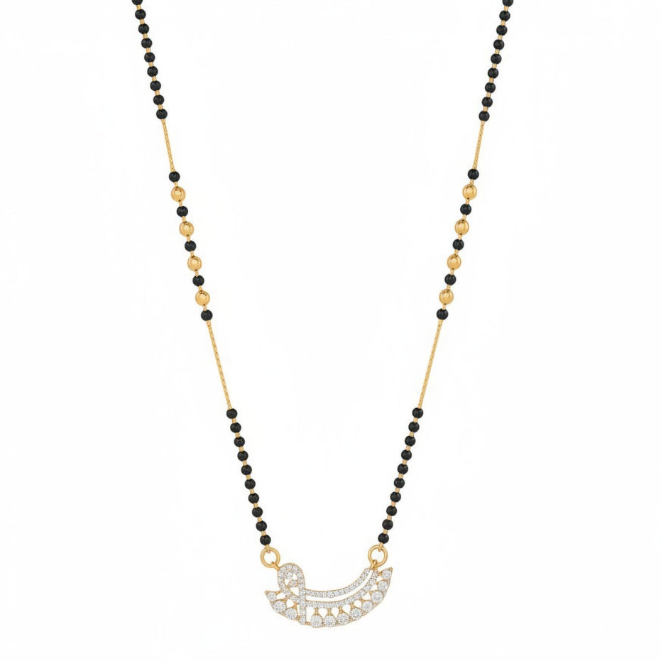 Cultural Elegance Curved Stone Gold Plated Mangalsutra
