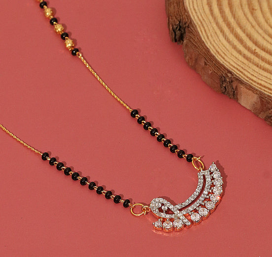 Cultural Elegance Curved Stone Gold Plated Mangalsutra