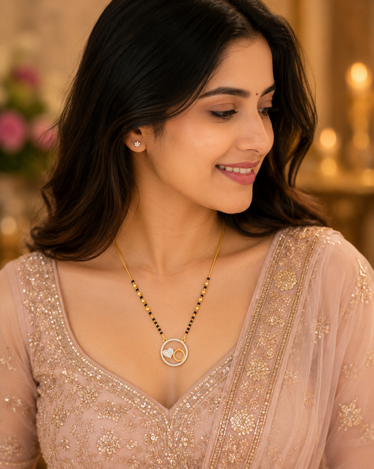Heart & Ring Combo Pendant Gold Plated Traditional Mangalsutra