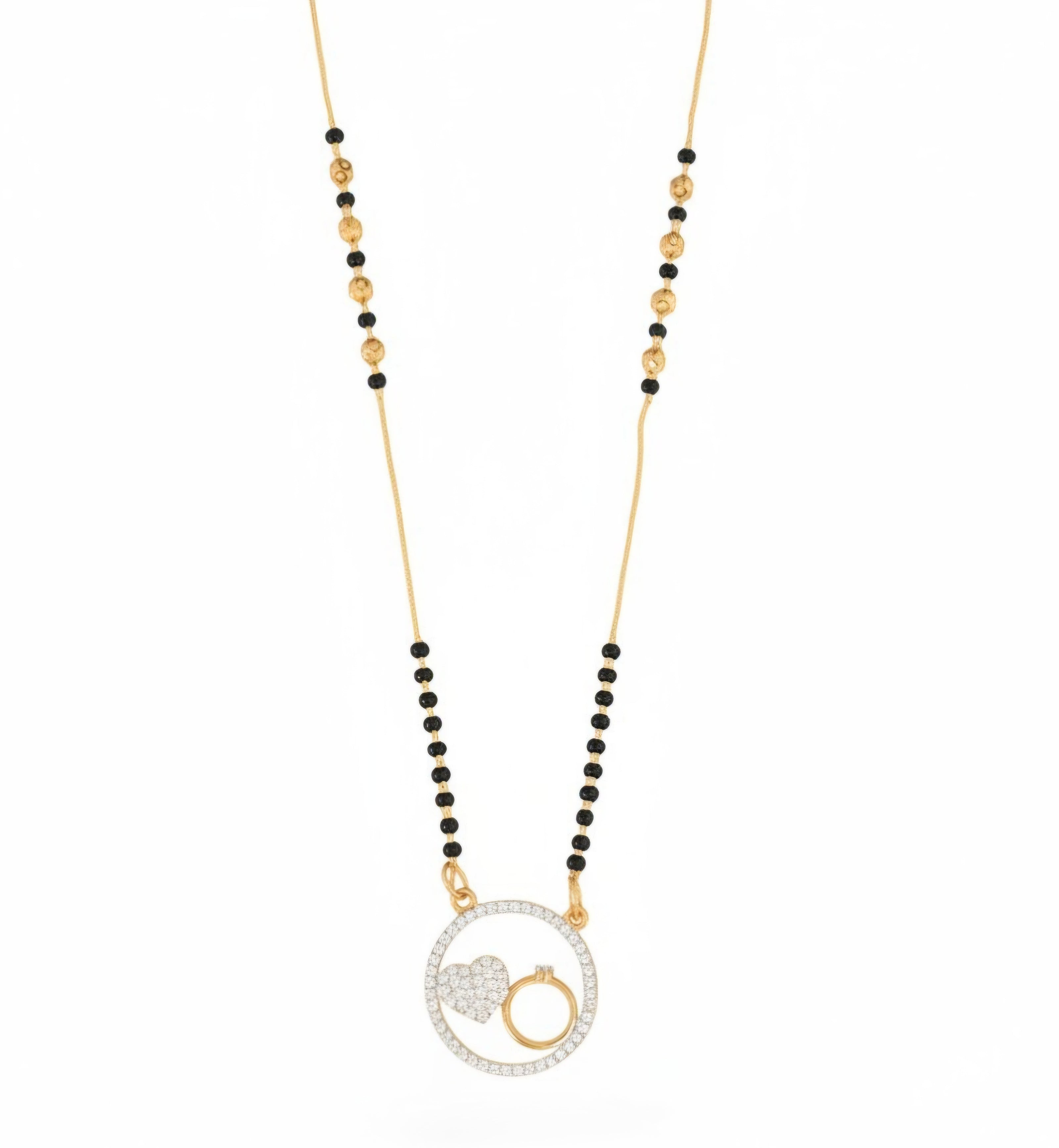 Heart & Ring Combo Pendant Gold Plated Traditional Mangalsutra
