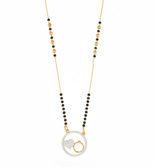 Heart & Ring Combo Pendant Gold Plated Traditional Mangalsutra