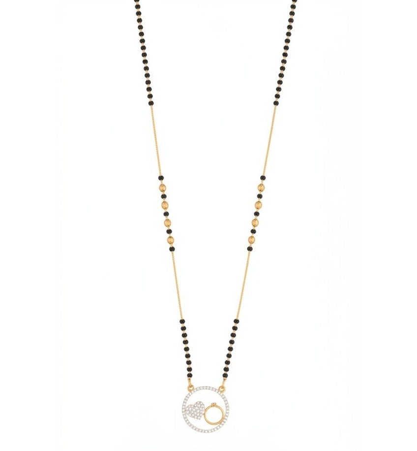 Heart & Ring Combo Pendant Gold Plated Traditional Mangalsutra