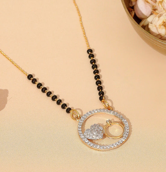 Heart & Ring Combo Pendant Gold Plated Traditional Mangalsutra