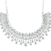 American Diamond Necklace Set with Cascading Teardrop and Marquise Stone Pattern