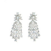 American Diamond Necklace Set with Cascading Teardrop and Marquise Stone Pattern
