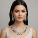 American Diamond Necklace Set with Cascading Teardrop and Marquise Stone Pattern