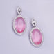 Rhodium Plated AD Necklace Set with Oval Halo Pendant and Matching Earrings