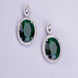 Rhodium Plated AD Necklace Set with Oval Halo Pendant and Matching Earrings