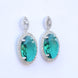 Rhodium Plated AD Necklace Set with Oval Halo Pendant and Matching Earrings