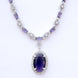 Rhodium Plated AD Necklace Set with Oval Halo Pendant and Matching Earrings