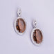 Rhodium Plated AD Necklace Set with Oval Halo Pendant and Matching Earrings