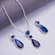 Rhodium Plated AD Necklace Set with Geometric Centre Stone and Teardrop Pendant Earrings
