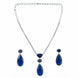 Rhodium Plated AD Necklace Set with Geometric Centre Stone and Teardrop Pendant Earrings