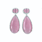 Rhodium Plated AD Necklace Set with Geometric Centre Stone and Teardrop Pendant Earrings