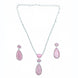 Rhodium Plated AD Necklace Set with Geometric Centre Stone and Teardrop Pendant Earrings