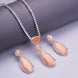 Rhodium Plated AD Necklace Set with Geometric Centre Stone and Teardrop Pendant Earrings