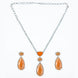 Rhodium Plated AD Necklace Set with Geometric Centre Stone and Teardrop Pendant Earrings