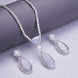 Rhodium Plated AD Necklace Set with Geometric Centre Stone and Teardrop Pendant Earrings