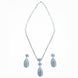 Rhodium Plated AD Necklace Set with Geometric Centre Stone and Teardrop Pendant Earrings