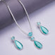 Rhodium Plated AD Necklace Set with Geometric Centre Stone and Teardrop Pendant Earrings
