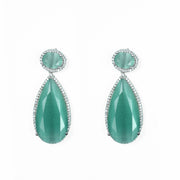 Rhodium Plated AD Necklace Set with Geometric Centre Stone and Teardrop Pendant Earrings