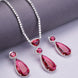 Rhodium Plated AD Necklace Set with Geometric Centre Stone and Teardrop Pendant Earrings