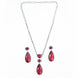 Rhodium Plated AD Necklace Set with Geometric Centre Stone and Teardrop Pendant Earrings