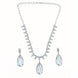 Rhodium Plated Designer Teardrop Pendant & Matching Earrings, with Leaf Drop Pattern, Necklace Set