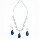 Rhodium Plated Designer Teardrop Pendant & Matching Earrings, with Leaf Drop Pattern, Necklace Set